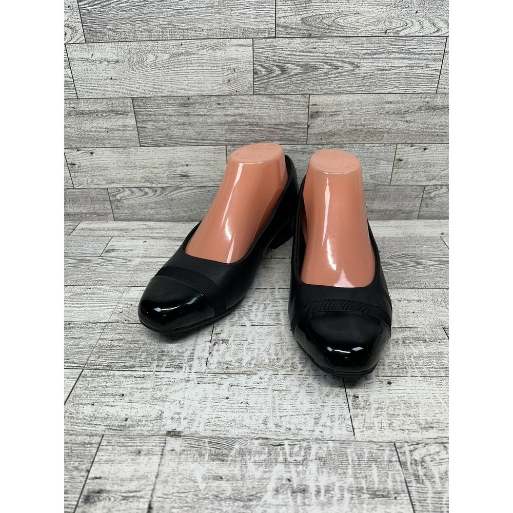 Clarks Collection Shoes Womens 8 M Cap‎ Toe Ballet Low Heels Comfort 15260 Black